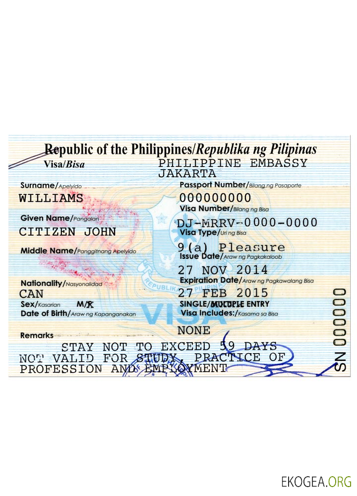 Visa de voyage pour PHILIPPINES